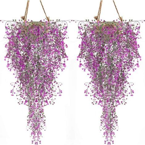 Artificial Plants Set of 2 Ivy Vine Artificial Plant Indoor Outdoor Artificial Flower for Wall and Garden Decoration-Magenta