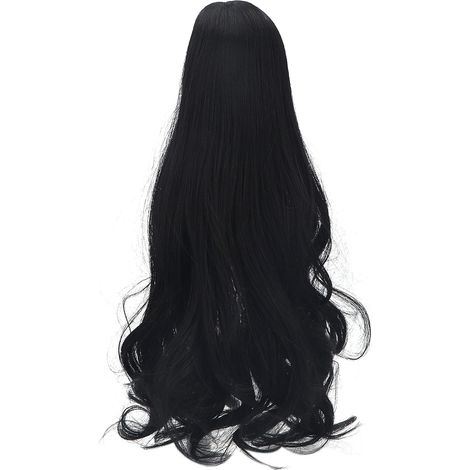 DIY-Puppenperücke im Maßstab 1:3, langes lockiges Haar, Ersatzaccessoire, Naturschwarz, 20–23 cm (1/5)