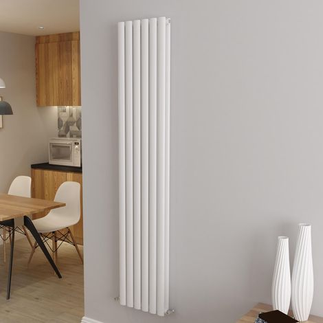 AICA Oval Column Designer Radiator Central Heating Vertical 1800x354mm Double White