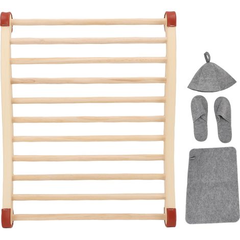 Dossier de Sauna en bois antidérapant, Support dorsal en forme de S avec coussinet, pantoufles de chapeau pour équipement