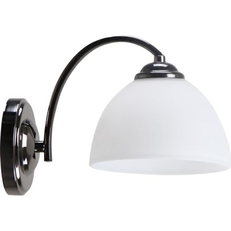 Applique murale minimaliste noir, globe blanc E27 40W (1/2)