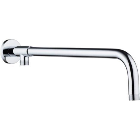 Bras de pommeau de douche chromé poli avec support en laiton à fixation murale 48 cm en acier inoxydable pour pommeau de douche fixe