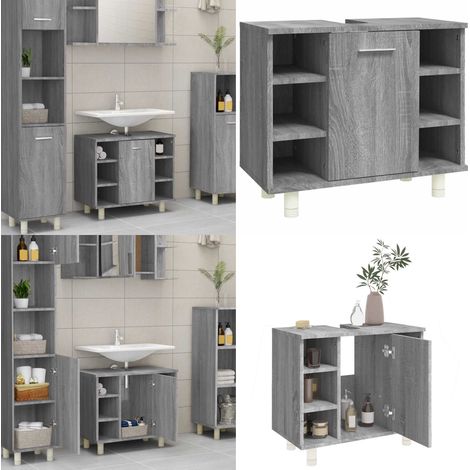 Armoire de bain Sonoma gris 60x32x53,5 cm Bois d'ingénierie - Meuble De Salle De Bain - Armoire De Salle De Bain - Rangement Salle De Bain - Commode Salle De Bain - Décoration Salle De Bain - Home & L (1/5)