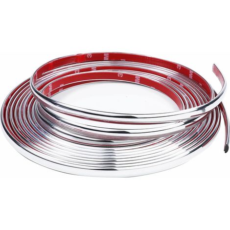 Bande Chrome Voiture 12mm5M Baguette Adhesive Chrome pour Carrosserie Fenêtre Décoration Extérieure (1/5)