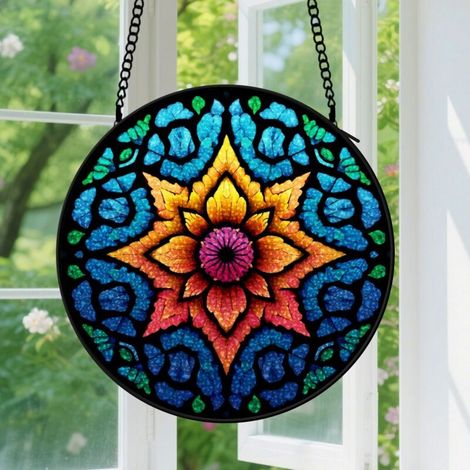 Capteur de soleil en vitrail - décoration spirituelle 9cm (1/4)