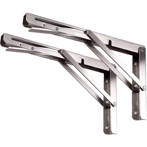 Équerre Pliante 450 mm,Support Console Pliable En Acier Inoxydable,Equerre Pour Etagere Murale(2 pièces avec vis de fixation) (1/5)