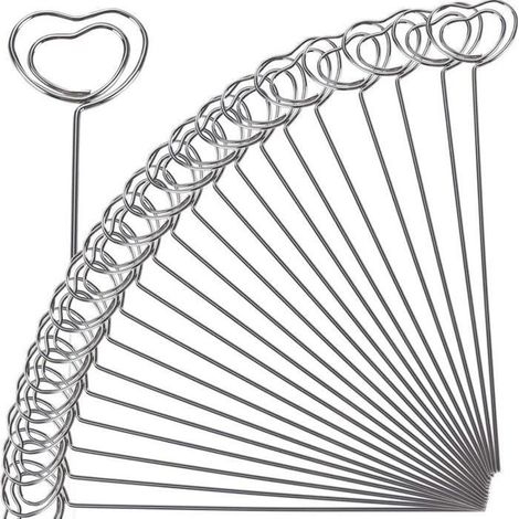 Memo Card Photo Holder - Heart - Silver Metal - 50 Pieces (1/4)