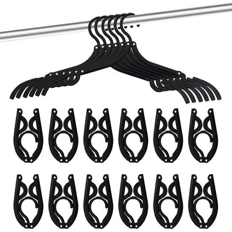 Lot de 12 cintres Pliables pour Voyage Noir (1/5)