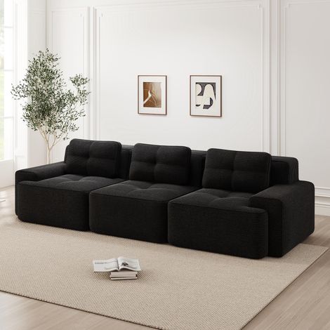 Canapé nuage modulaire, canapé sans cadre, canapé d'angle modulaire, canapé nuage modulaire extra-large, canapé nuage confortable en velours côtelé, canapé profond trois places, canapé sans montage, (1/5)