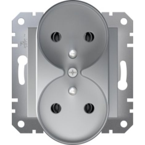 Asfora Doppelsteckdose mit/ohne Aluminiumrahmen EPH9810261