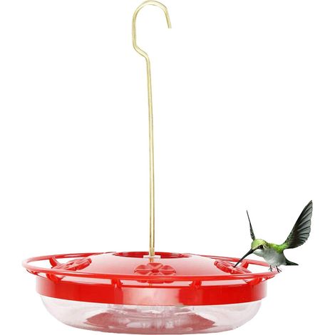 1 Mangeoire à colibris, 5 points d'alimentation, verre bleu antique, motif floral, 473 ml, extérieur (1/5)