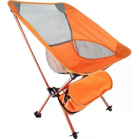 Chaise de camping pliante portable - Fauteuil inclinable léger en aluminium, orange (1/5)