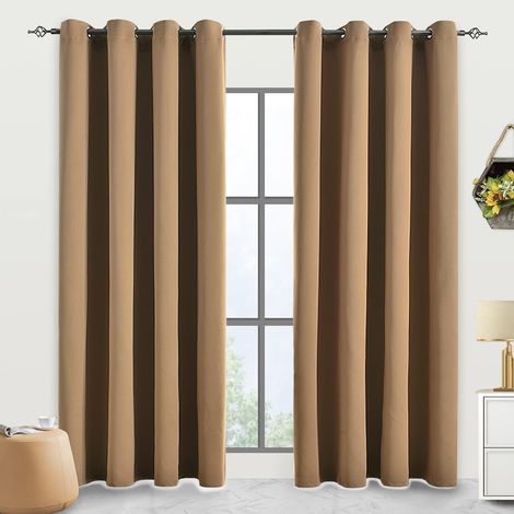 Rideau Occultant Thermique Court Kaki 2 Panneaux 132 × 274 cm, Séparation de Pièce Anti-UV pour Chambre et Salon, Rideaux Modernes pour Fenêtre (1/5)