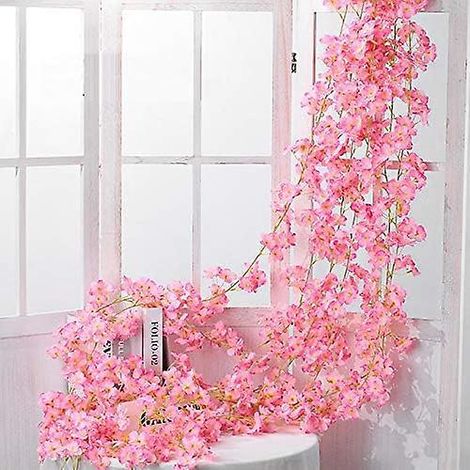 2 Pcs -rose Fonc 180 Cm / 70 Pouces Fleur Artificielle Fleur De Cerisier Rotin Mariage Fleur De Cerisier Rotin Chane Dcoration Suspendue Fleur D (1/5)