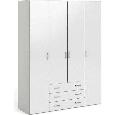 Guardaroba Grande Amoruccio, Armadio Camera da Letto Appendiabiti, 9 Ripiani, 49.5x200.4h cm Bianco Lucido