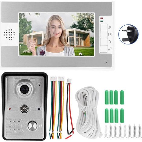 Videocitofono cablato da 7 pollici con schermo TFT e sistema di accesso remoto per visione notturna 100-240VUK (1/4)