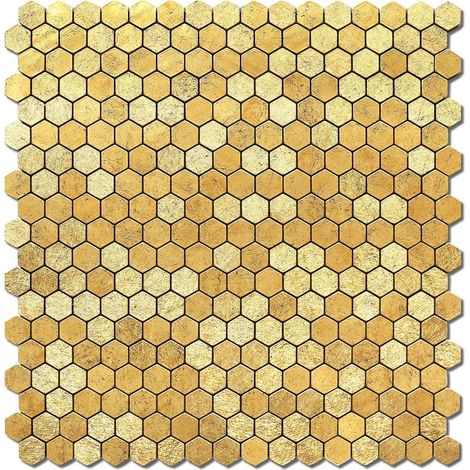 Carreaux muraux adhésifs 3D dorés métallisés pour cuisine, carrelage mural résistant à la chaleur (hexagone de penny, 10 feuilles) (1/5)