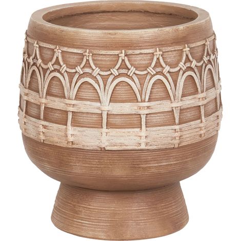 Pot à Plantes Boho Magnésium Intérieur Extérieur Fleurs Marron Clair Cicuta (1/5)