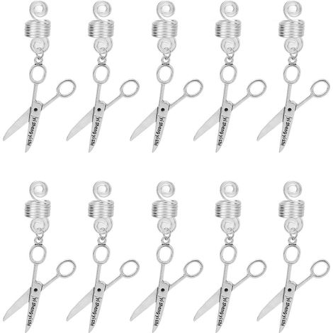 Parure de barbe 10 pièces : ciseaux, perles décoratives, anneaux à dreadlocks en forme de ressort, alliage, bijoux pour cheveux. (1/5)