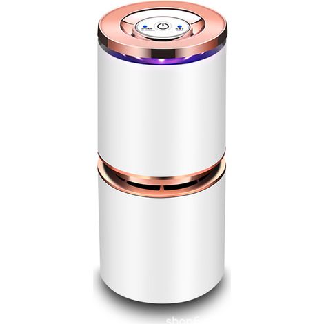Mini purificateur d'air USB pour voiture, bureau ou petite pièce, ultra silencieux avec veilleuse LED, sans adaptateur. (1/5)