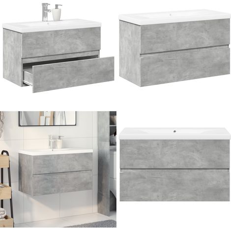 vidaXL Ensemble de meubles de salle de bain 2 pcs gris béton