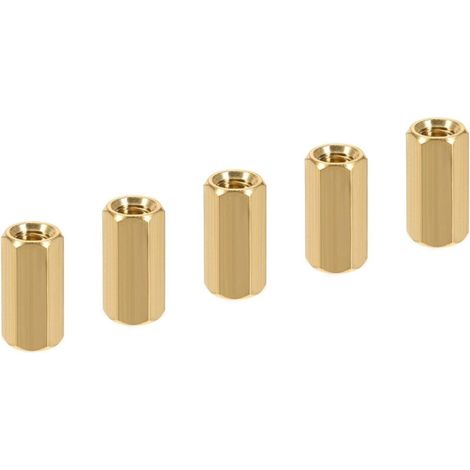 5 pcs M5 Espaceurs, Laiton Hex pcB Entretoises Écrous, Conserver Hauteur Cohérent, Excellent pour Carte Mère, Circuit Carte, Électronique (Or Tone, 15mm) (1/5)