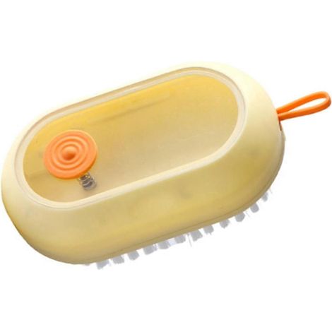 Brosse de nettoyage avec distributeur de savon, brosse anti-taches, poignée confortable, brosse à récurer pour le linge, brosse pour murs, tapis et sols.-Yellow 1pcs (1/5)