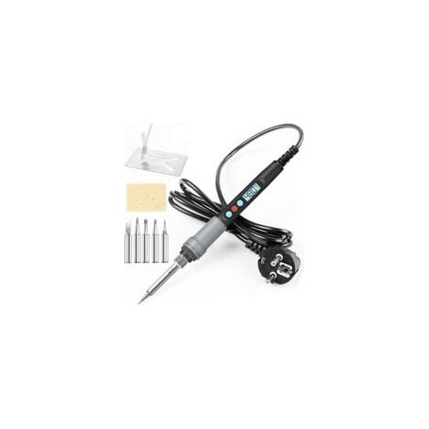Lntyq 90W Kit de Soudage Électrique de Précision avec Interrupteur ON/OFF Temperature Réglable 200480℃ 5 Pointe de Soudage, Fil de Soudure, Support de fer à souder etc (1/5)