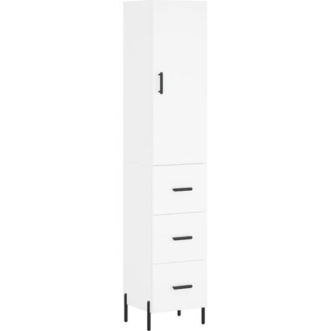 Aparador buffet cómoda armario mueble organizador cocina salón salón alto 34,5 x 34 x 180 cm madera contrachapada blanco 020032287