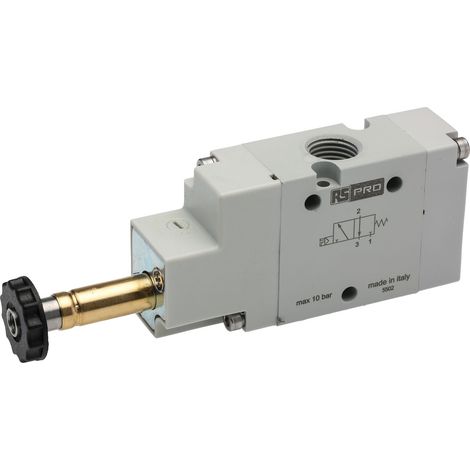 Electrodistributeur pneumatique RS PRO fonction 3/2 Normally Closed, Solénoïde, G 1/2, 12 V dc, 24 V ac/dc, 110 V ac, ( Prix pour 1 )