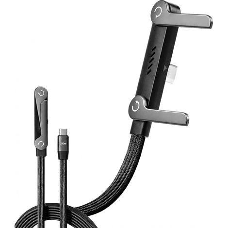 240-W-USB-C-zu-USB-C-Kabel mit geflochtener Ummantelung, integrierter, unsichtbarer Handyhalterung, 2-in-1-PD-3.1-Schnellladekabel mit faltbarem Freisprechständer, 1,5 m lang, für Smartphones, Tablets (1/5)