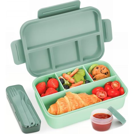 Brotdose 1300ML Fächer Auslaufsicher Lunchbox Kinder Dunkelgrün (1/5)