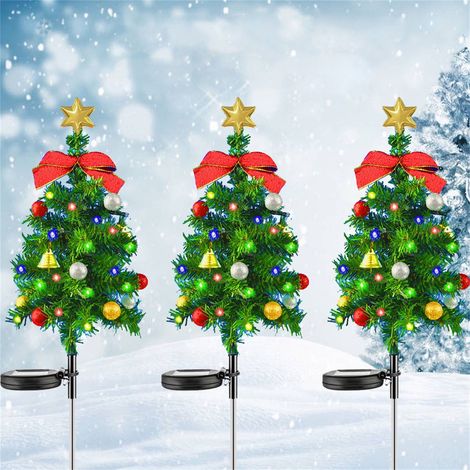 Arbre De Noël Solaire - Piquet Lumineux LED Multicolore Pour Jardin Extérieur - 2 Modes D'éclairage - Charge Solaire Automatique - 1 Pièce (1/5)