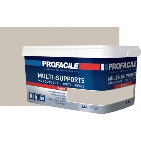 Peinture intérieure multi-supports, satin, murs, plafonds, boiseries, radiateurs, sans odeur, plusieurs teintes PROFACILE CAC3B7 2.5 litres