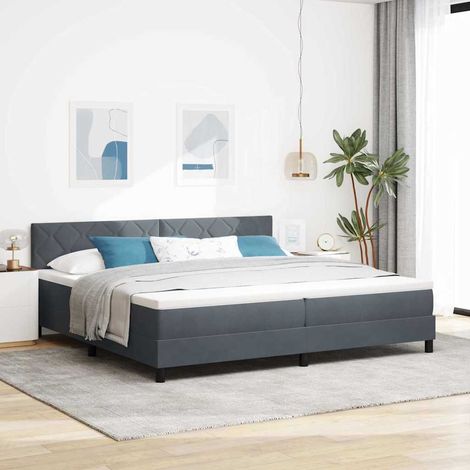 Cama tipo Box Spring Gris oscuro 200 x 200 cm Terciopelo (1/5)