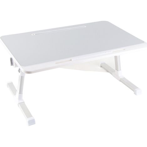 Table d'ordinateur portable au lit avec pieds pliables et plateau pivotant, en alliage d'aluminium, gris. Idéale pour écrire, travailler, lire et manger. (1/5)