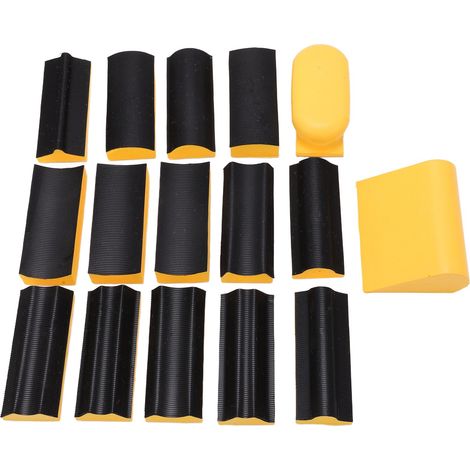 16 Ponçoirs Abrasifs Auto-Adhésifs pour Bois, Blocs de Ponçage Rainurés Courbes, Lot de 16 pour Menuiserie (1/5)