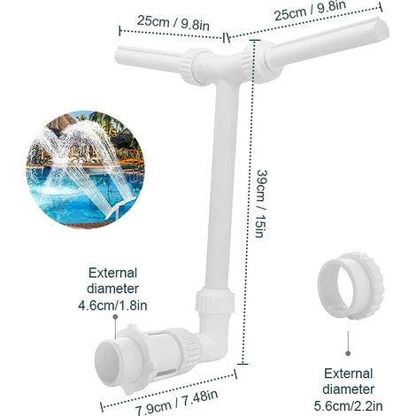 (HGB002327) Fontaine de piscine à double jet avec éclairage LED, cascade et décoration rafraîchissante pour piscine extérieure, spa et bassin (1/5)