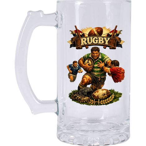 Chope à bière rugby logo   470 ml  Verre à bière  CBKréation