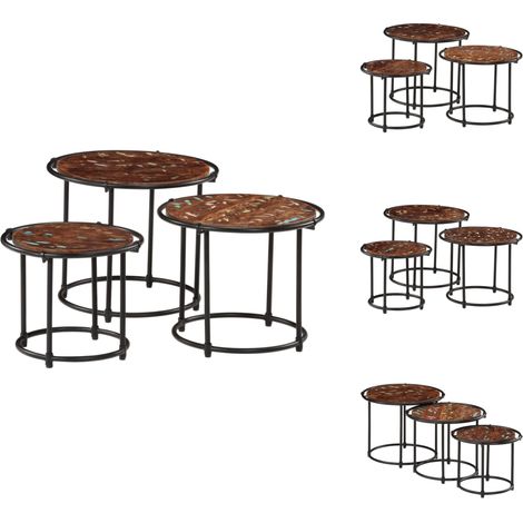 The Living Store Satztische 3 Stk. Recyceltes Massivholz - Massivholz (1/5)
