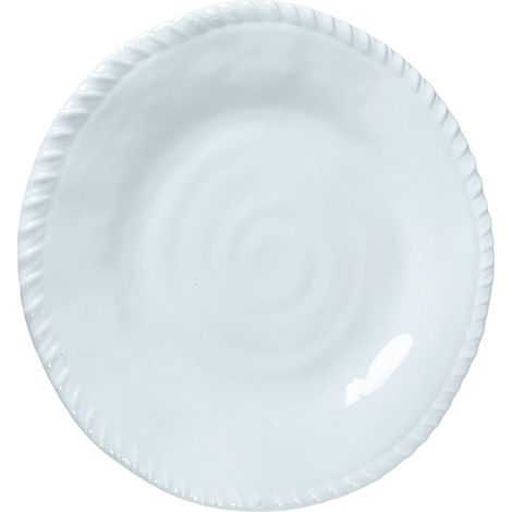 Assiette à dessert ronde en mélamine blanche avec bord effet corde 23 x 23 x 2 cm - PANGIVO (1/2)
