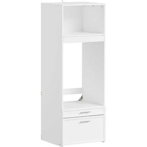 SoBuy Mueble para lavadora y secadora con puertas Armario de lavandería con cajones y barra extraíble Mueble blanco para lavadora en torre 66×60.5×186 cm Capacidad de carga 120 kg BZR230-W (1/5)