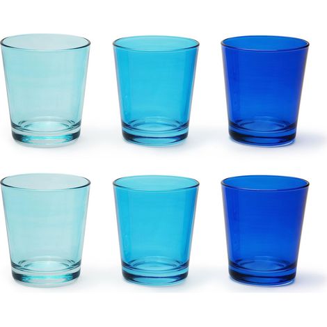 Lot de 6 verres, échelle de bleu, 30 Cl., verre soufflé