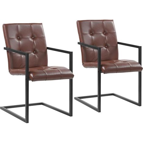Maison Exclusive - Freischwinger 2 Stk. Braun Echtleder (1/5)