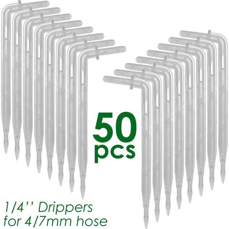 (SPL11-028-50PCS-1/4'') 20-100 pièces Raccord en T de 6,35 mm (1/4 pouce) pour système d'irrigation goutte à goutte, outils d'arrosage pour tuyaux de 4 mm/7 mm et serres (1/5)