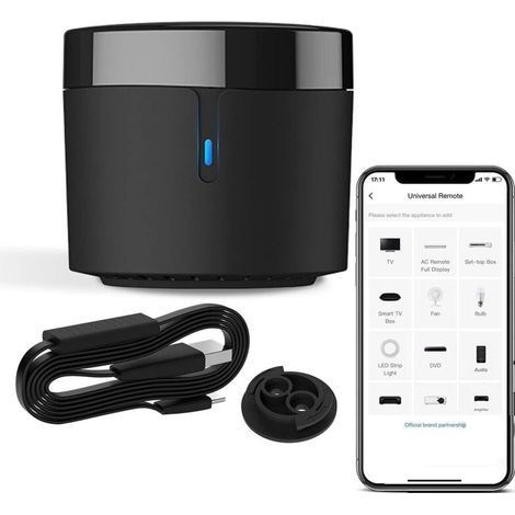 SABIR RM4 Mini-Temperatur- und Feuchtigkeitssensor HTS2 WLAN-Infrarot-Fernbedienung Klimaanlage TV-Set-Top-Box für Alexa Schwarz (1/5)