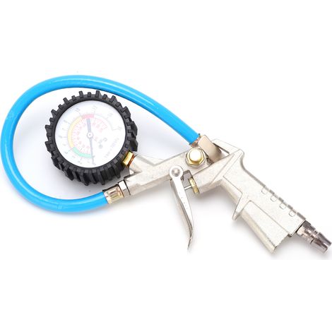 Gonfleur/dégonfleur de pneus avec manomètre, plage 0-220 PSI, 16 bar, valve universelle, convient aux voitures, camions et motos. (1/5)