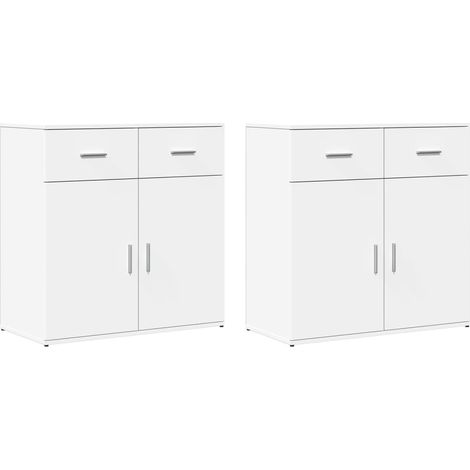 Credenza buffet cassettiera mobile contenitore organizer cucina soggiorno soggiorni set da 2 79 x 38 x 80 cm legno composito bianco 020036685