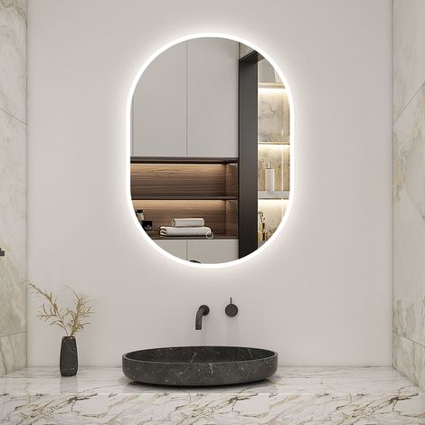 Aica LED miroir lumineux 60x90cm tricolore + anti-buée + dimmable + mémoire miroir salle de bain