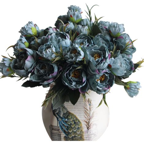 Bouquet de pivoines artificielles, pivoines vintage en soie, pivoines artificielles réalistes avec un feuillage multicouche, fleurs douces en imitation soie-AquaForge (1/5)